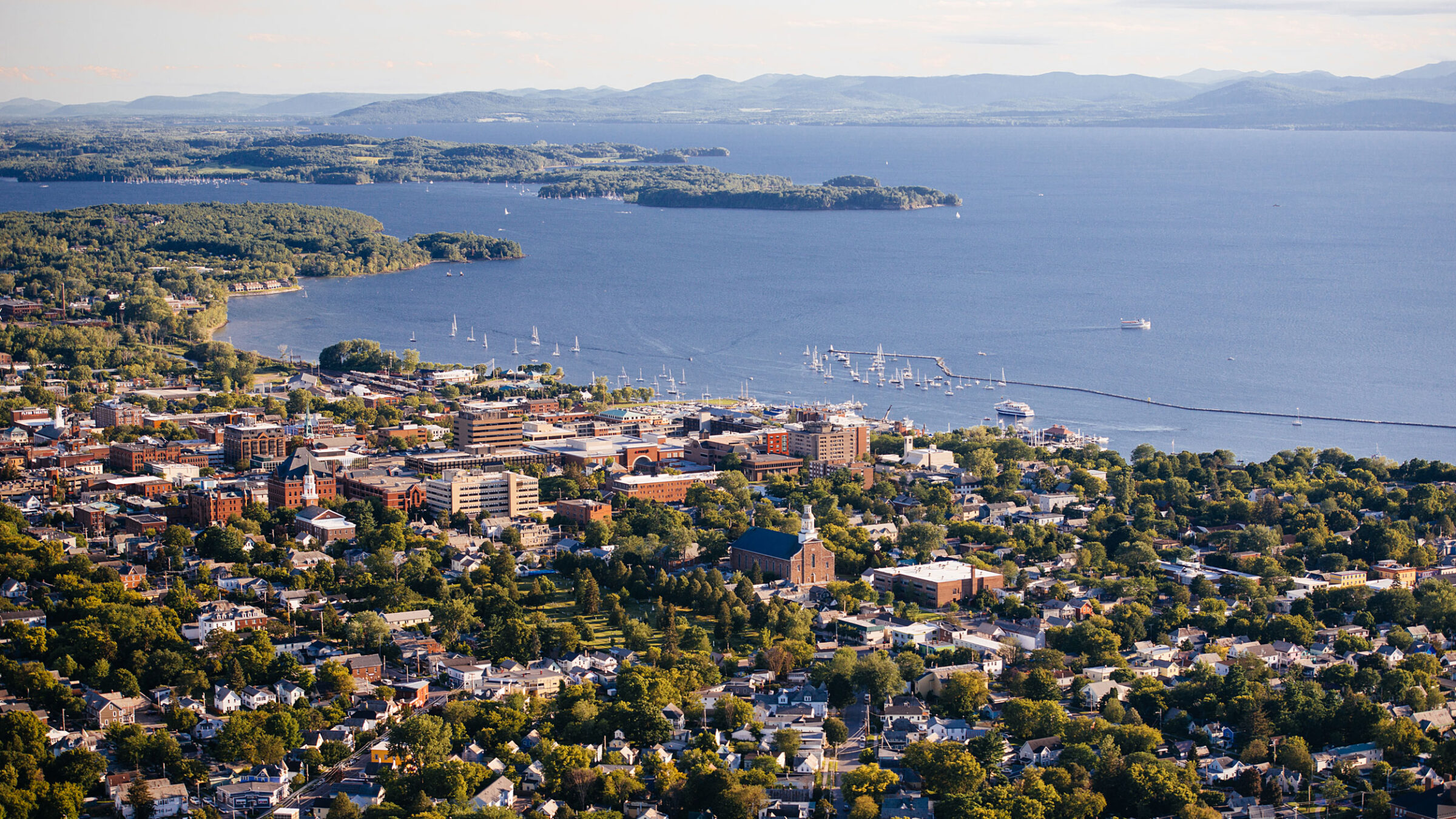 Burlington, Vermont, along the shores of Lake Champlain.