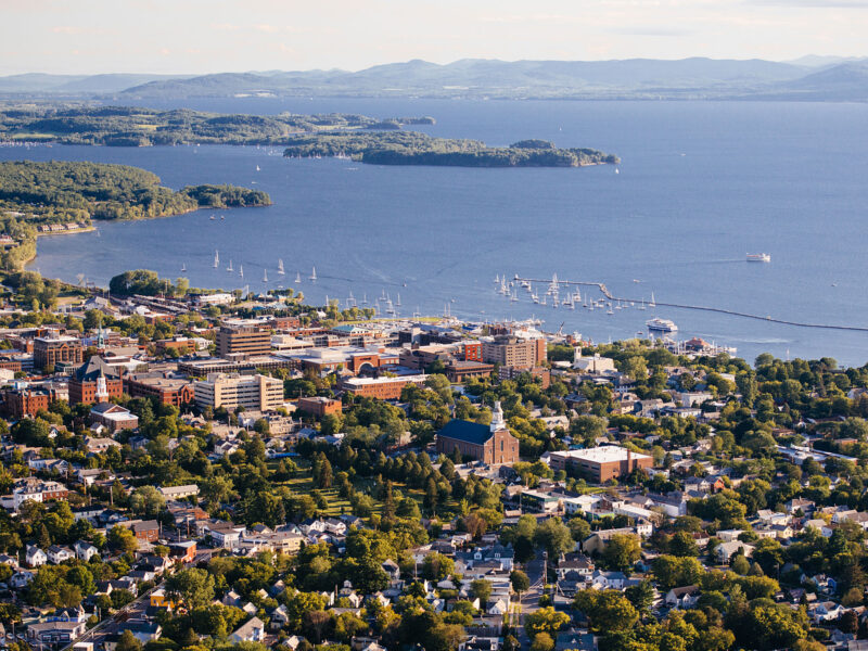 Burlington, Vermont, along the shores of Lake Champlain.