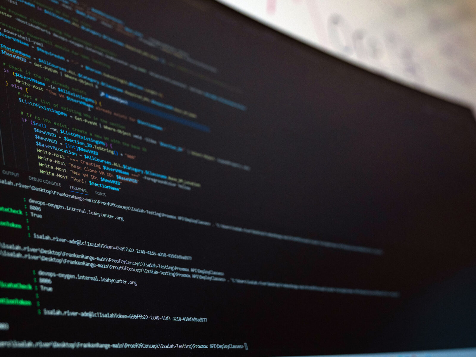 Computer screen with code