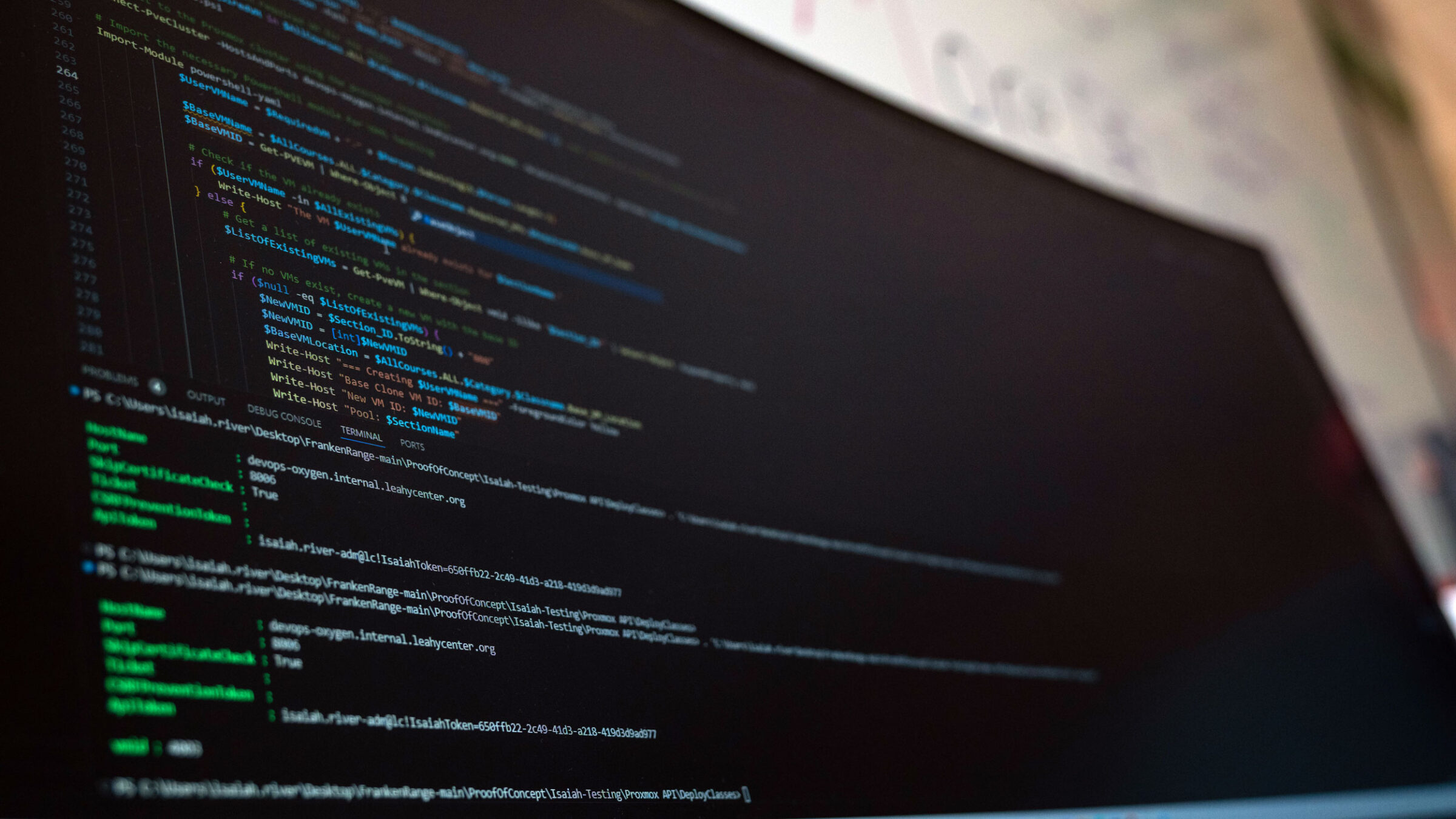 Computer screen with code