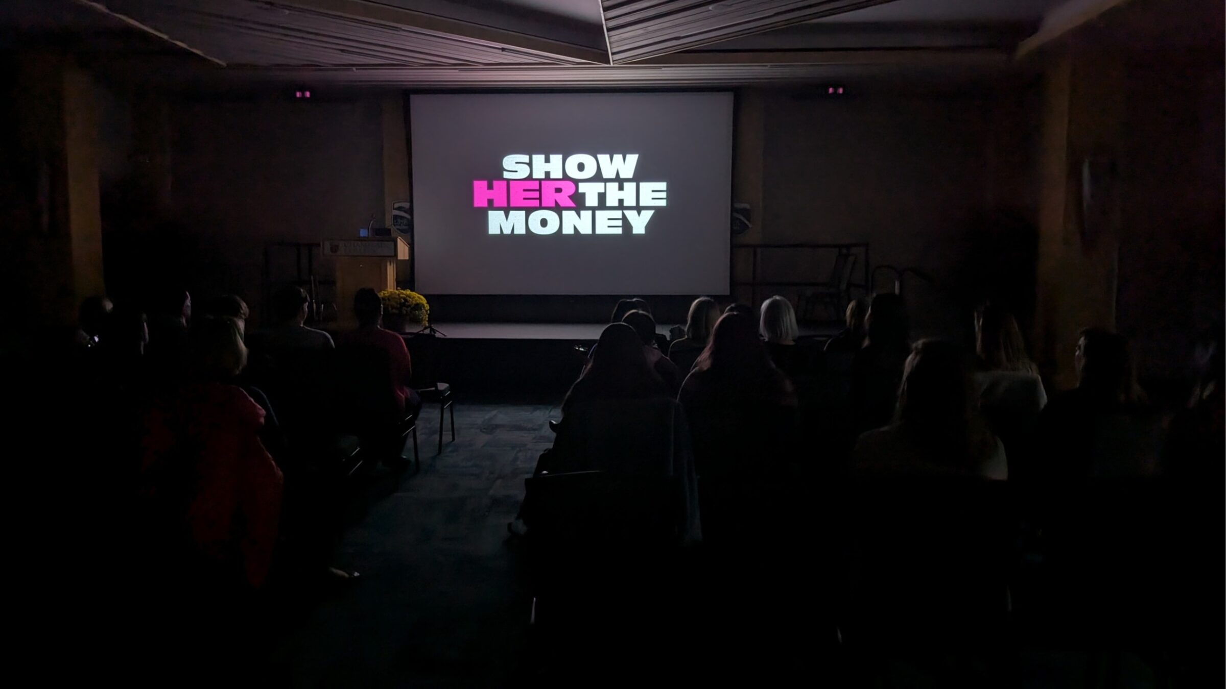 students and community members at Show Her The Money screening at Champlain College