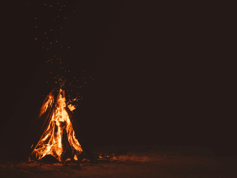 A stock photo of a black background with a campfire.