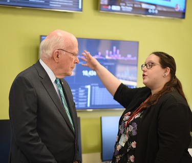 Senator Patrick Leahy visits his eponymous center for digital forensics and cybersecurity