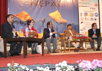 Speakers of the 2009 World Appreciative Inquiry Conference, including Dr. Lindsey Godwin. The World AI Conference took place in Nepal.