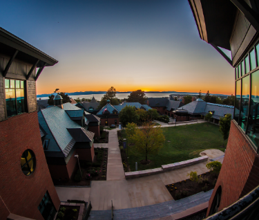 View overlooking campus at dusk.